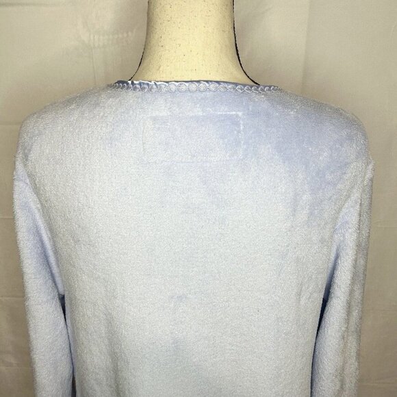 Oscar De La Renta Ladies S/M Baby Blue Plush Full Zip Lg Sleeve Robe Housecoat - Picture 9 of 10
